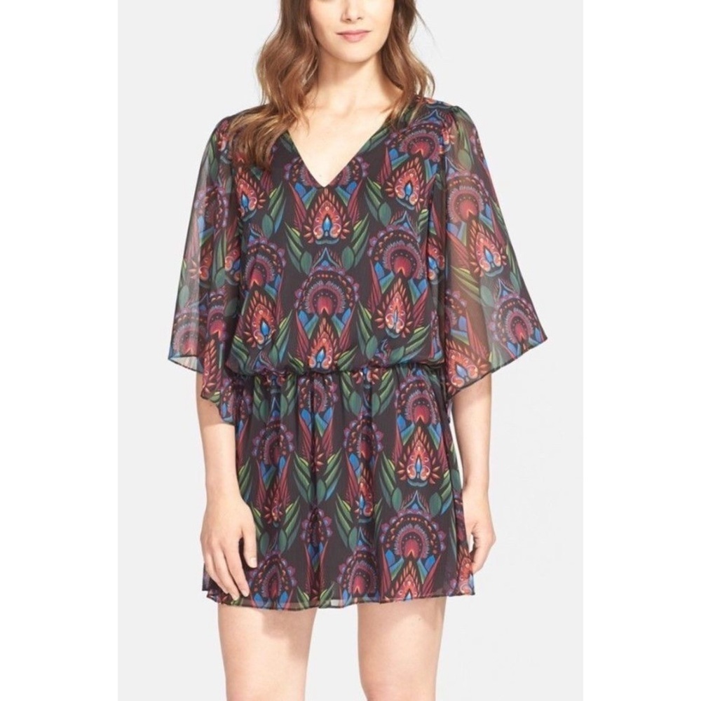 Alice Olivia Lyla Art Deco Print Chiffon Blouson Dress